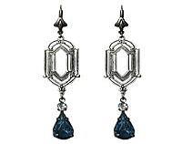 Art Deco Earring - Elegant Geometric Frame Drops with Vintage Crystal